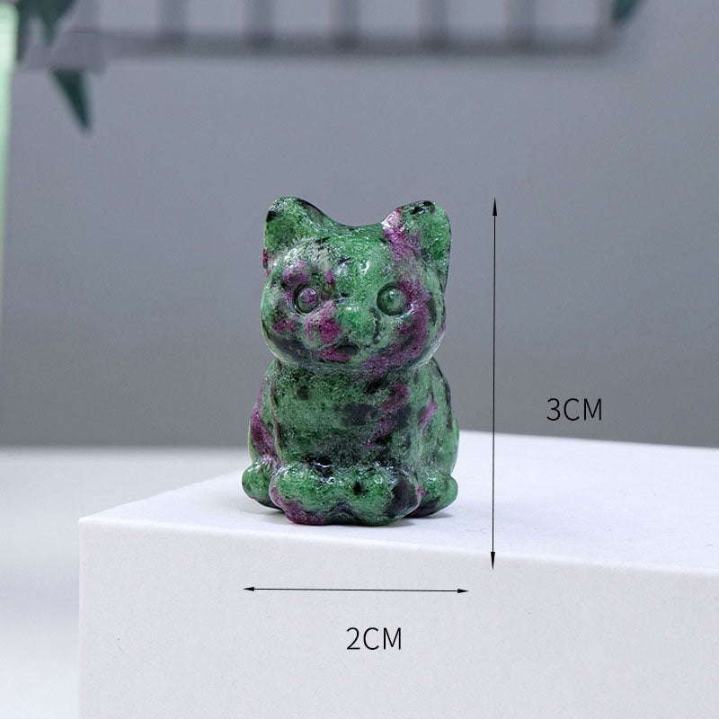 Natural Crystal Rough Stone Polished Cat Animal Ornaments