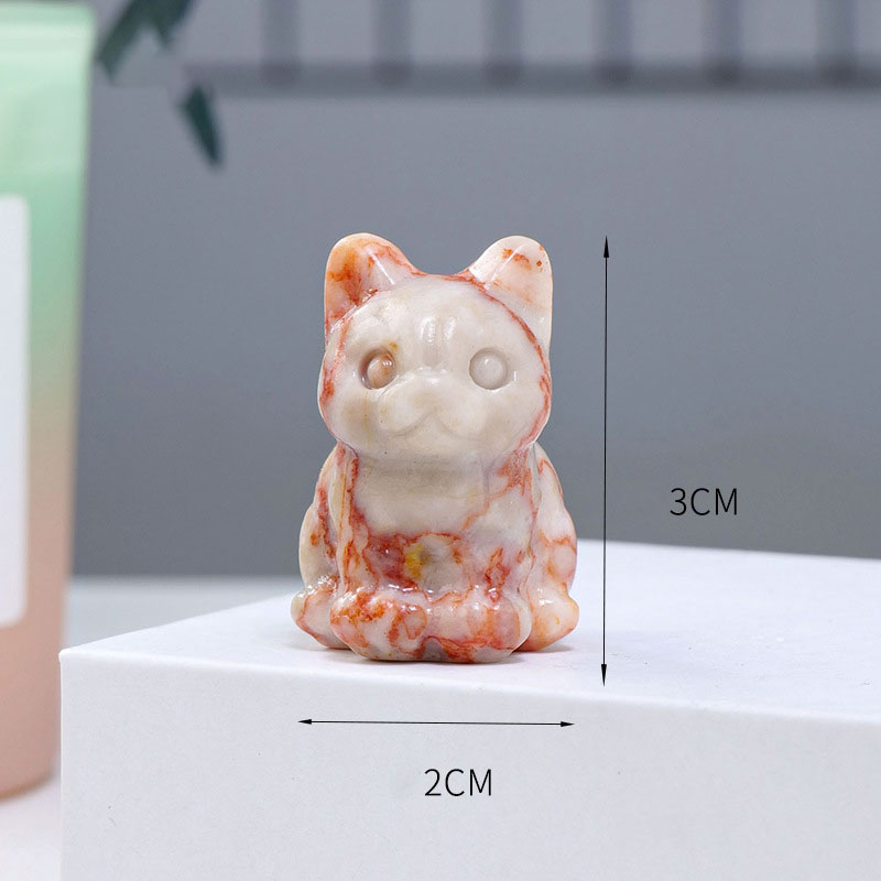 Natural Crystal Rough Stone Polished Cat Animal Ornaments