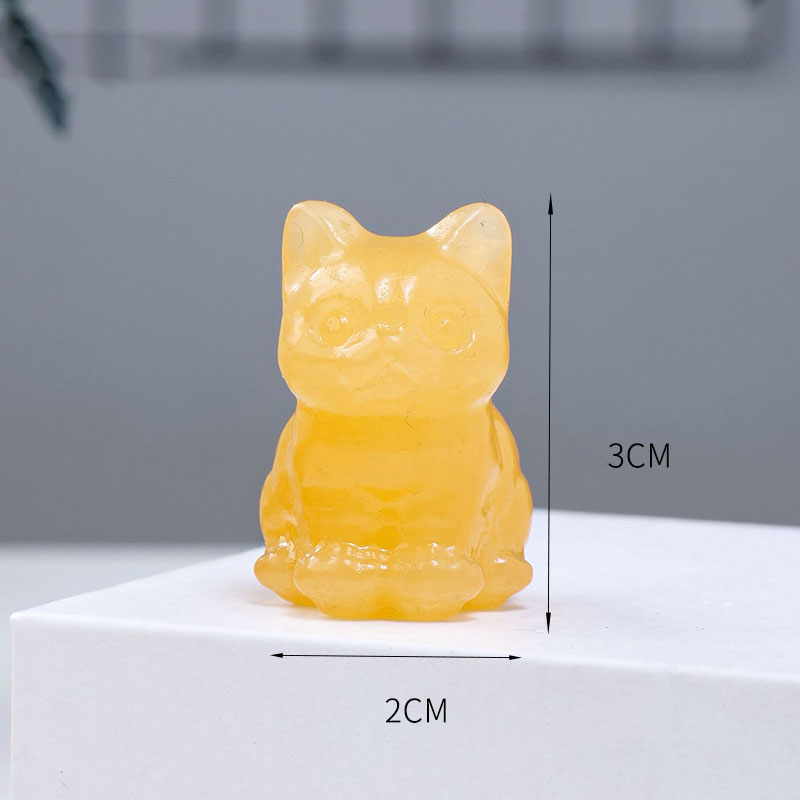 Natural Crystal Rough Stone Polished Cat Animal Ornaments