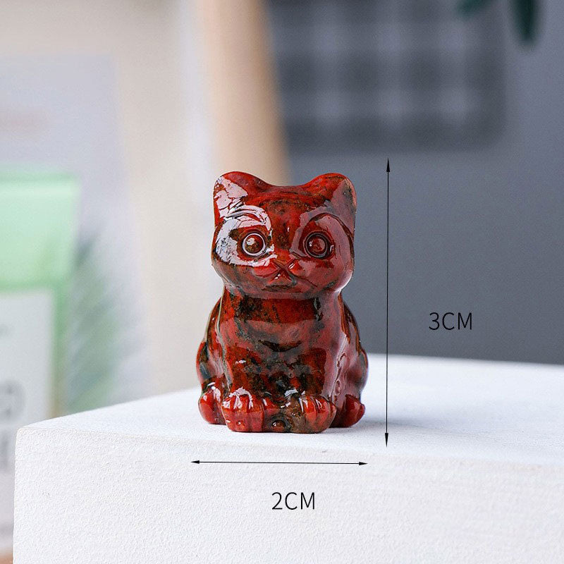 Natural Crystal Rough Stone Polished Cat Animal Ornaments