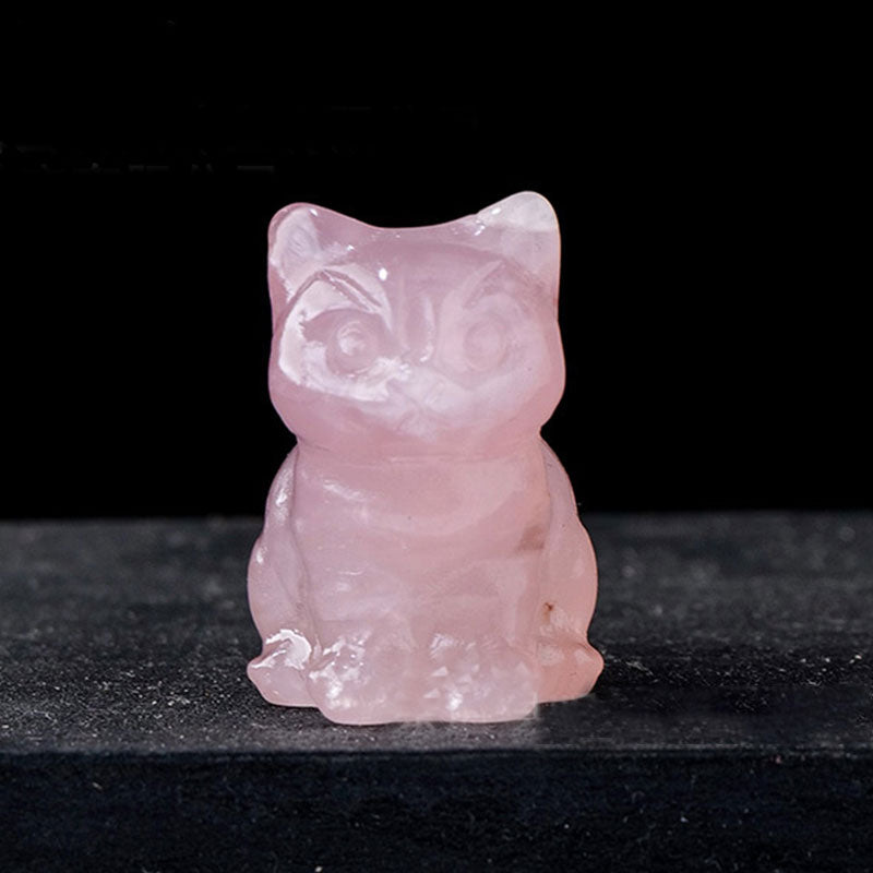 Natural Crystal Rough Stone Polished Cat Animal Ornaments