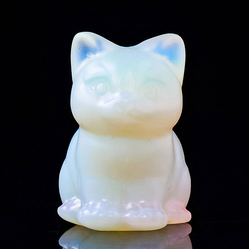 Natural Crystal Rough Stone Polished Cat Animal Ornaments