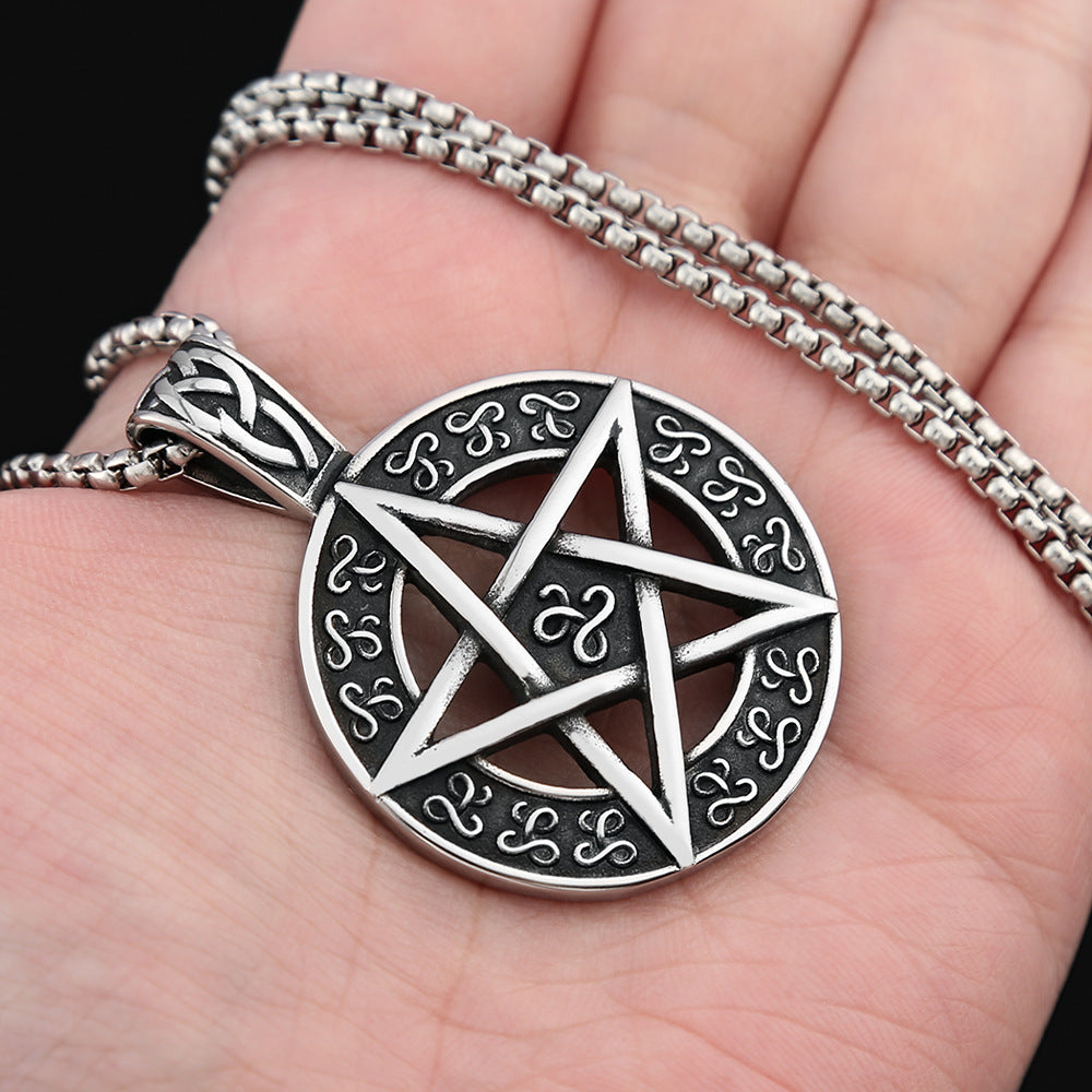 Viking Style Five-pointed Star Medal Necklace