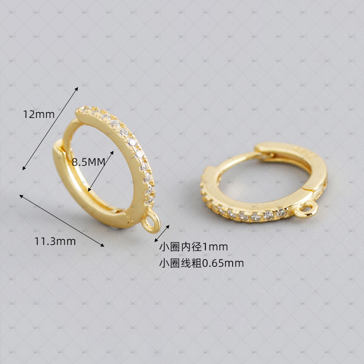 S925 Silver DIY Earrings Zircon Round Earrings