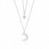S925 Silver Double Layer Moon Star Zircon Necklace
