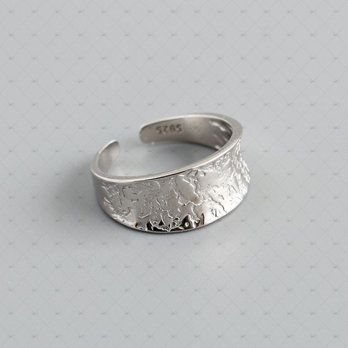 S925 Silver Dark Style Tinfoil Textured Ring