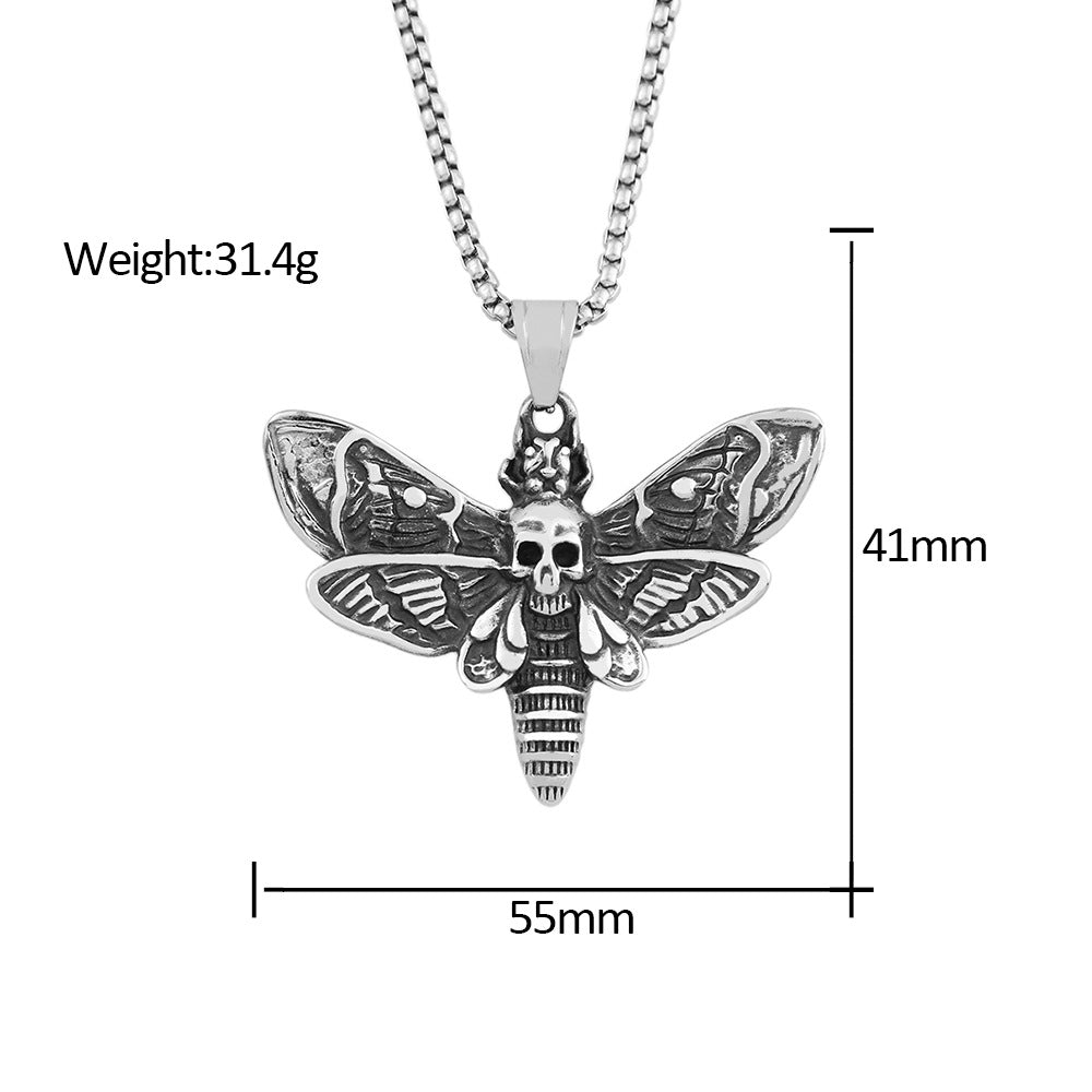 Viking Style Moth Skull Necklace