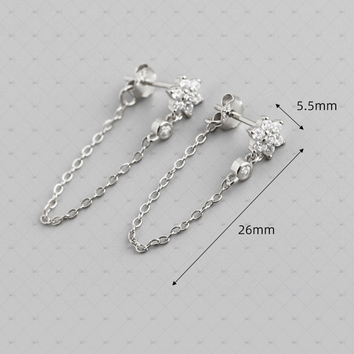 S925 Silver Plum Blossom Tassel Chain Zircon Earrings