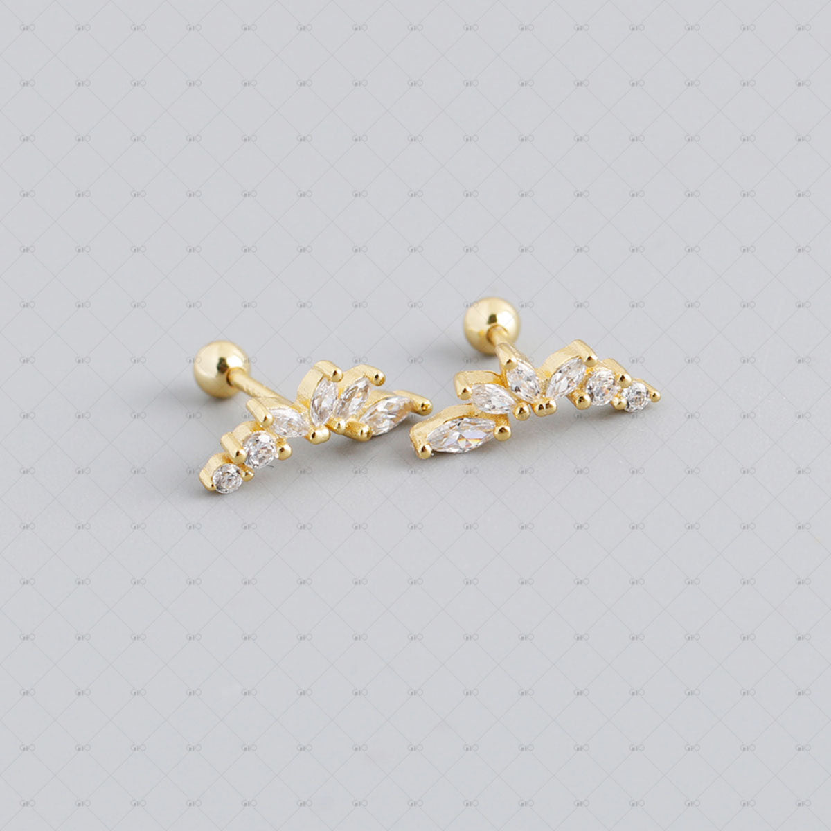 S925 Silver Geometric Zircon Screw Bead Earrings
