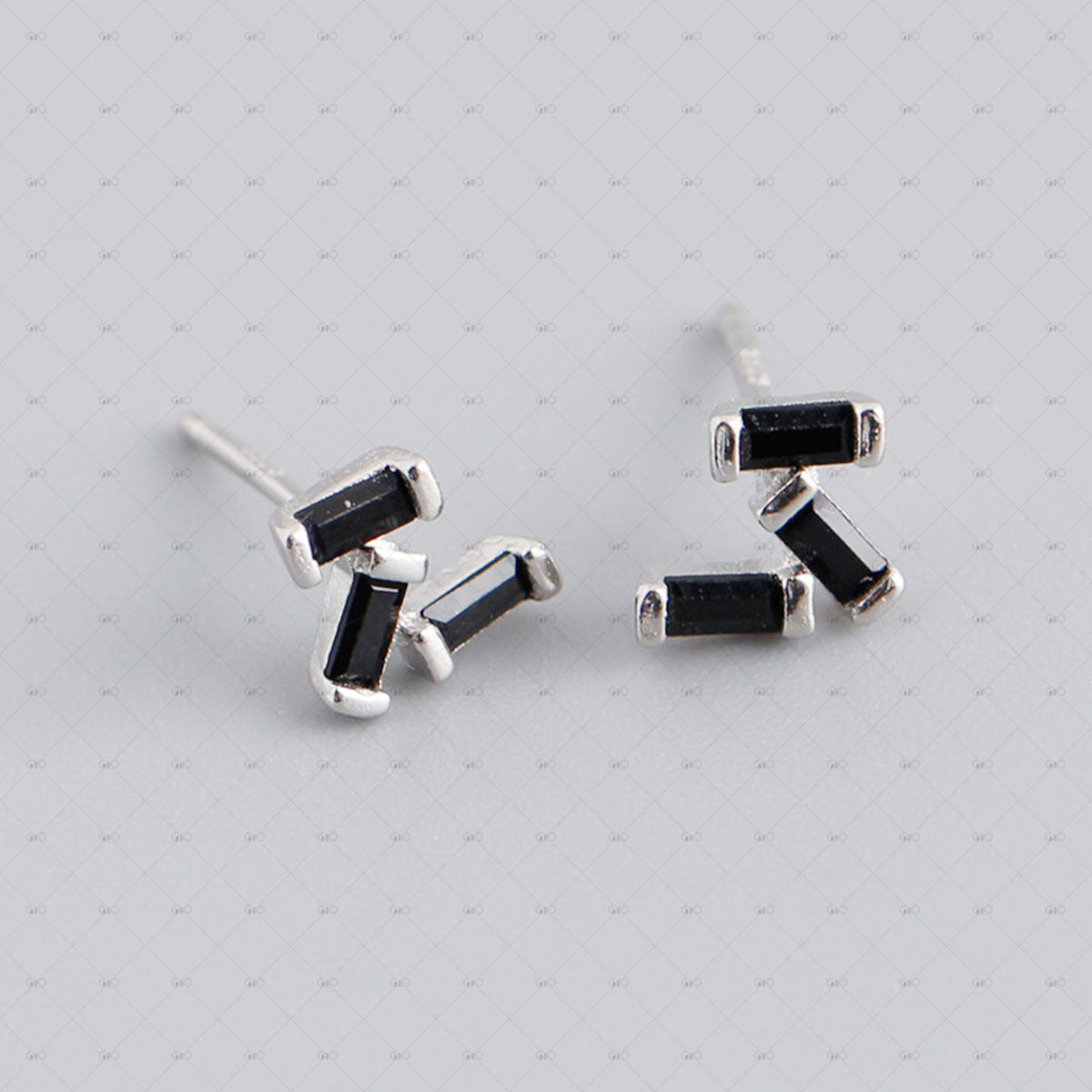 S925 Silver Small Square Colored Zirconia Earrings