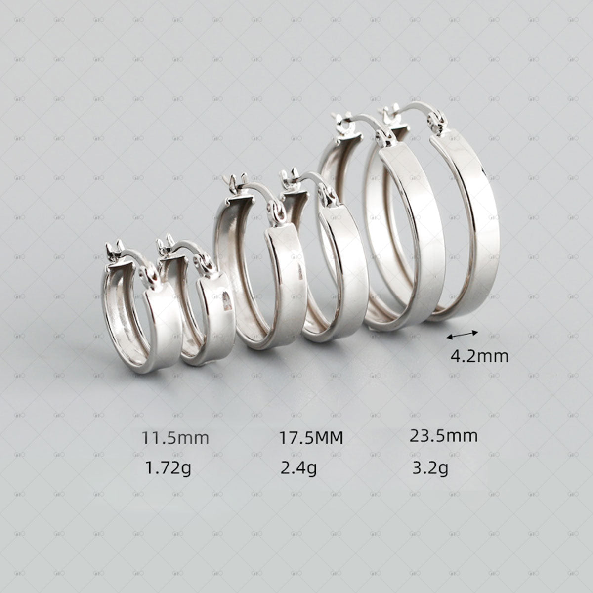 S925 Silver Wide Flat Hoop Earrings