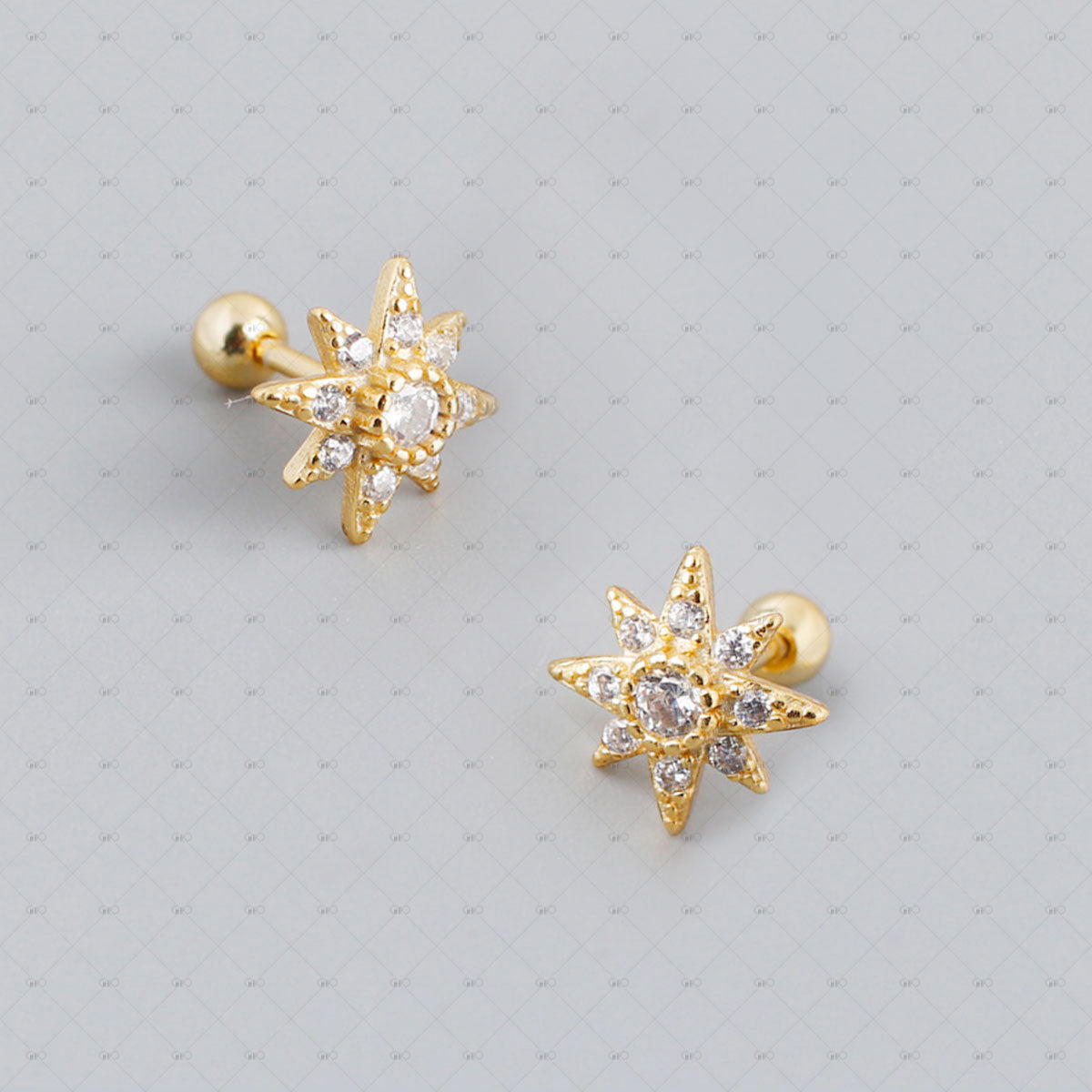 S925 Silver Shiny Star Screw Earrings