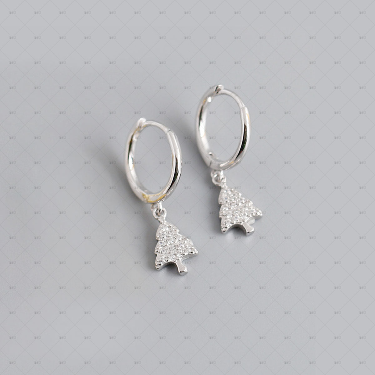 S925 Silver Christmas Tree Shape Zirconia Earrings