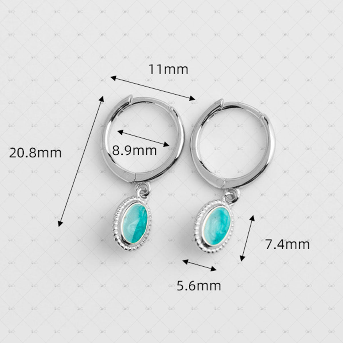 S925 Silver Green Enamel Glue Earrings