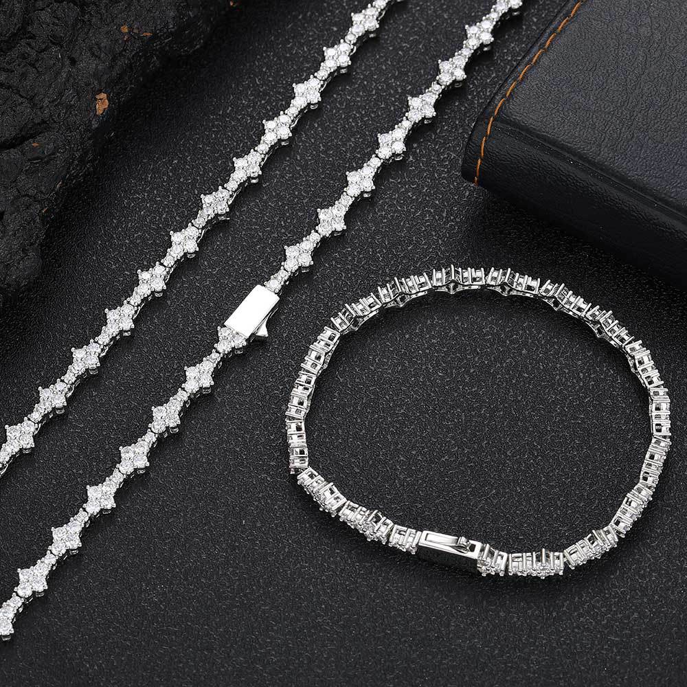 Men's Spring Clasp Zirconia Tennis Chain Bracelet