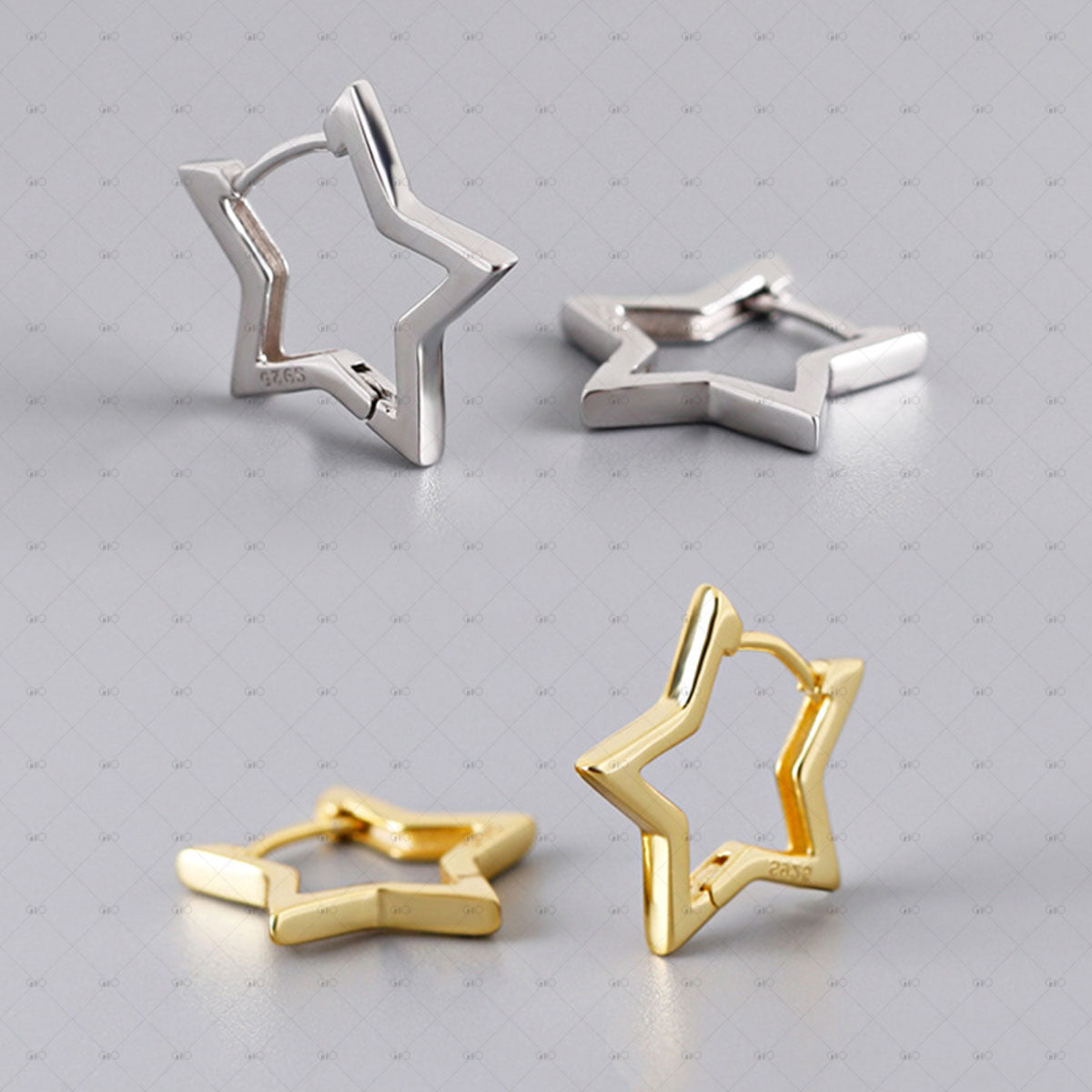 S925 Silver Five-pointed Star Shape Earrings