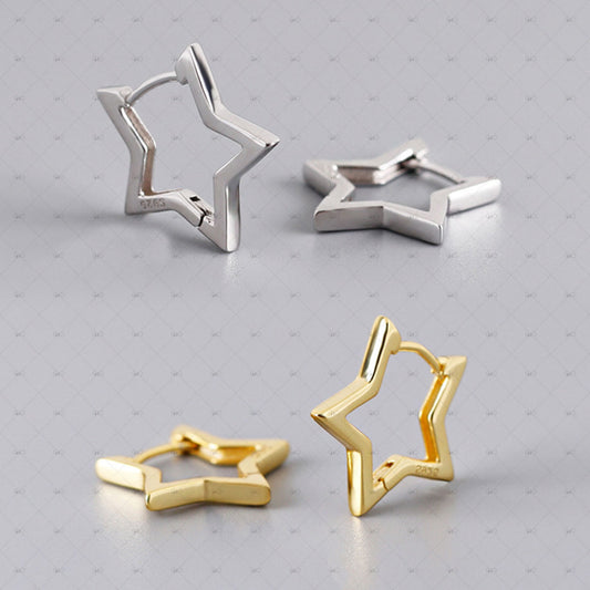 S925 Silver Five-pointed Star Shape Earrings