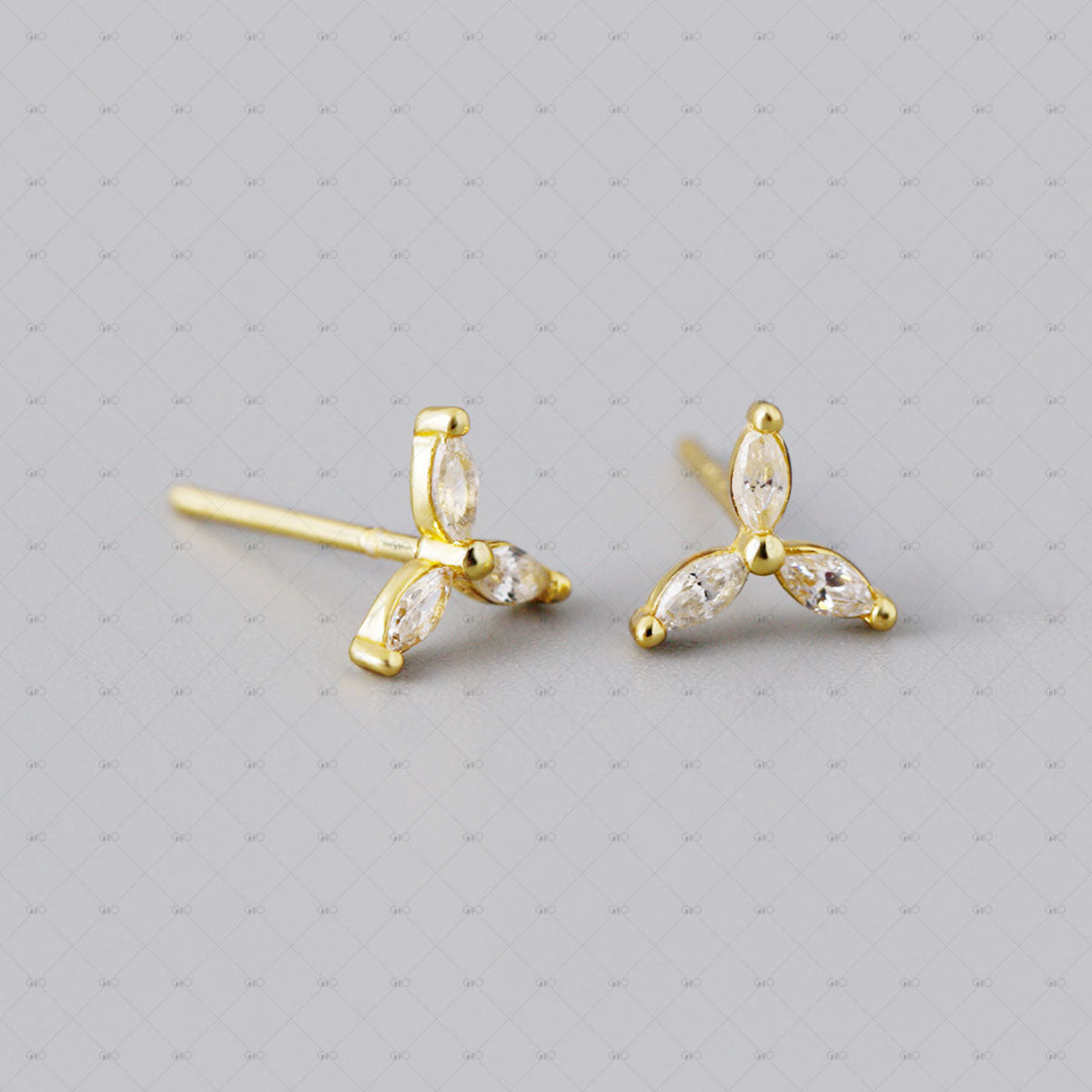 S925 Flower Zircon Stud Earrings