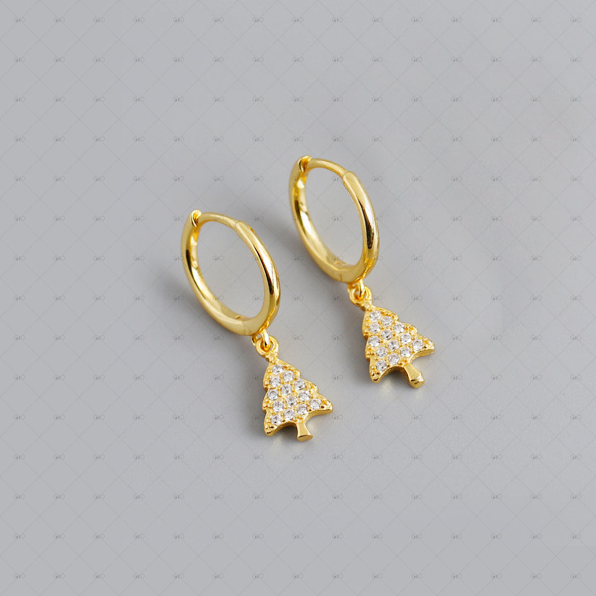 S925 Silver Christmas Tree Shape Zirconia Earrings