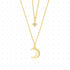 S925 Silver Double Layer Moon Star Zircon Necklace