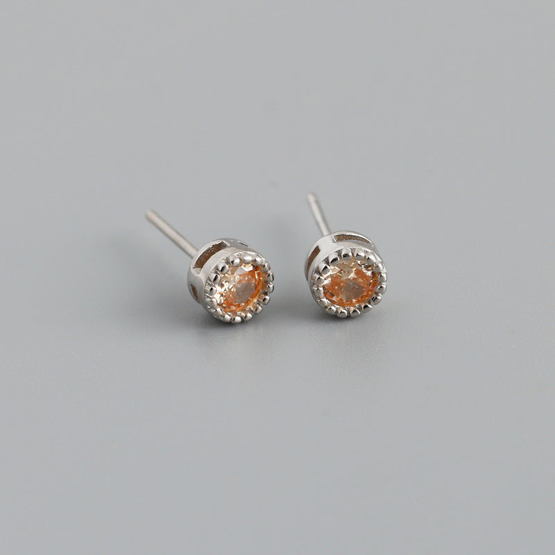 S925 Silver Multi-Color Zircon Round Earrings