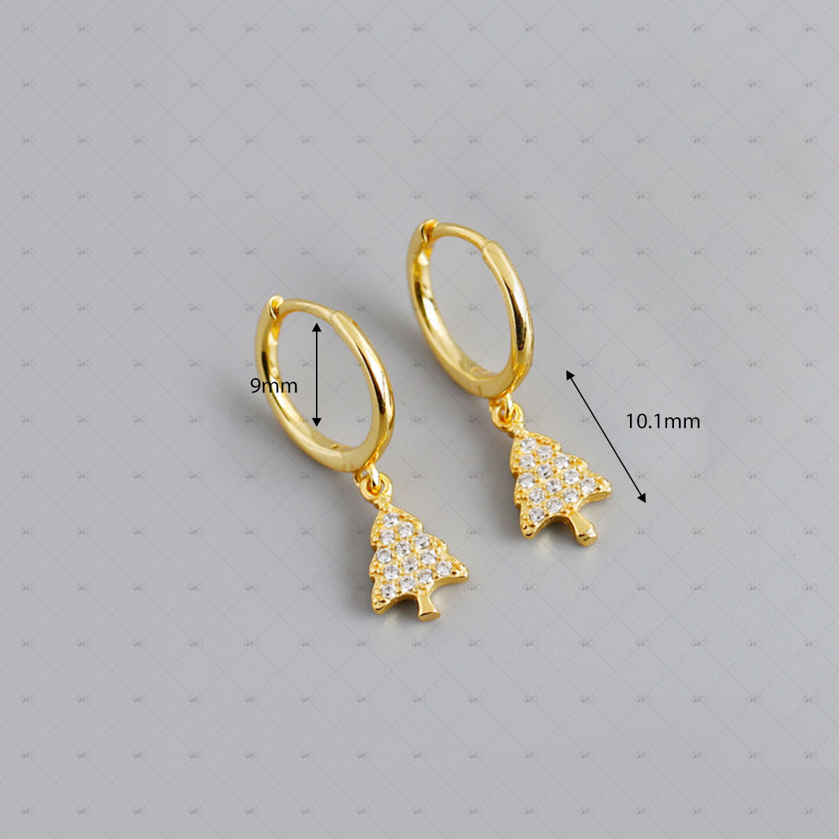 S925 Silver Christmas Tree Shape Zirconia Earrings