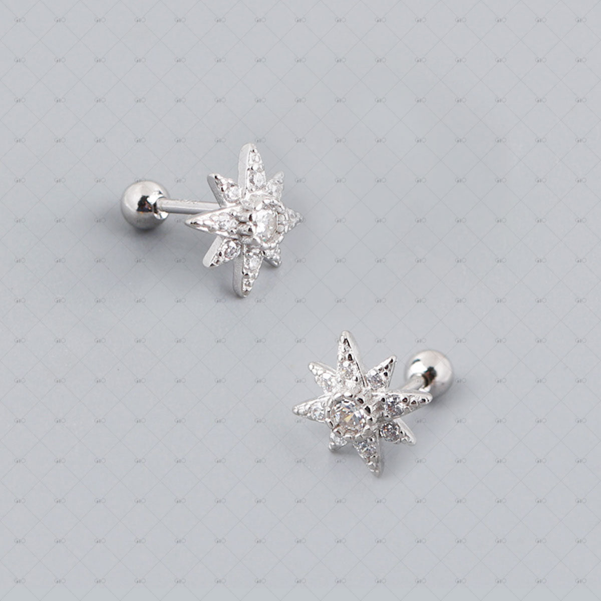 S925 Silver Shiny Star Screw Earrings