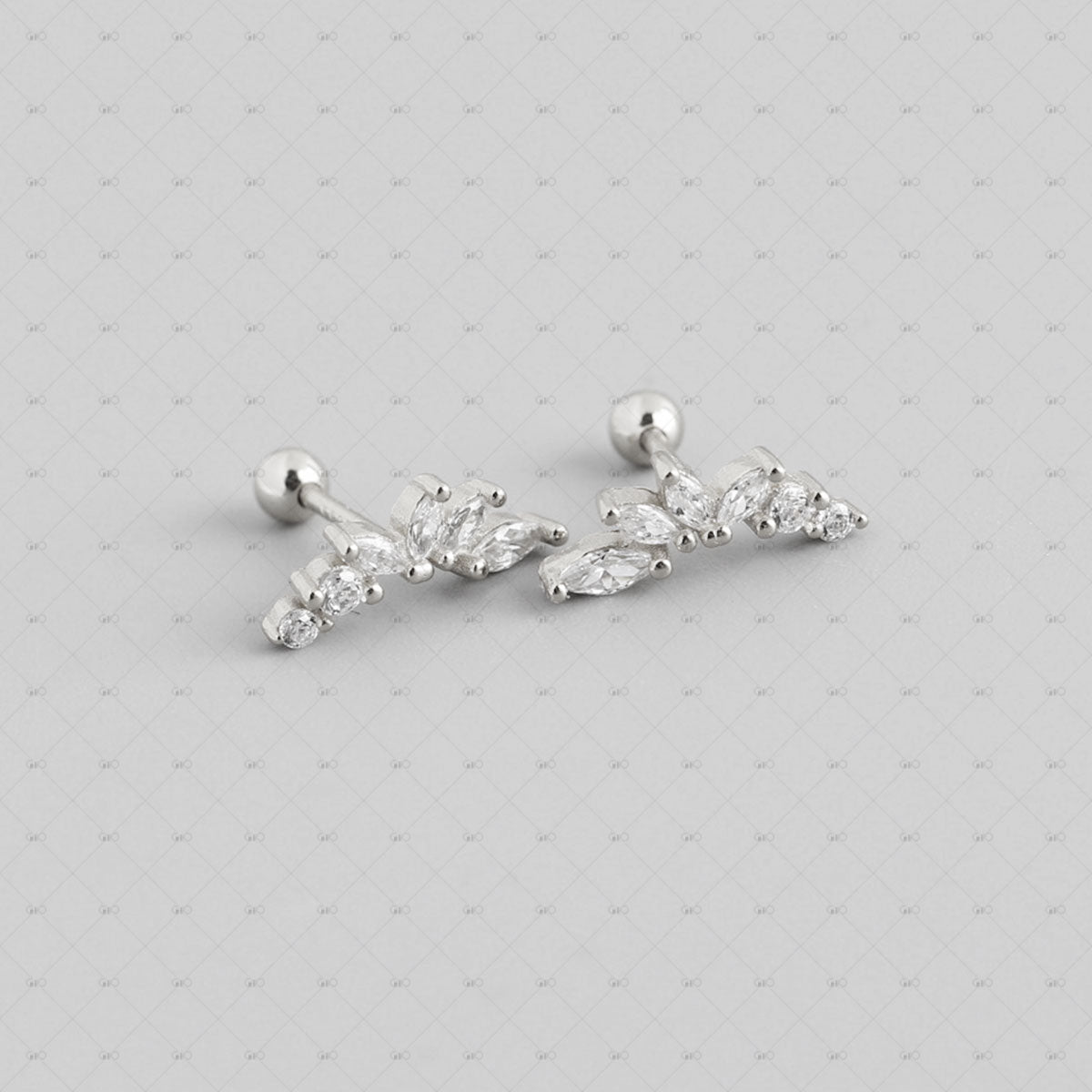 S925 Silver Geometric Zircon Screw Bead Earrings