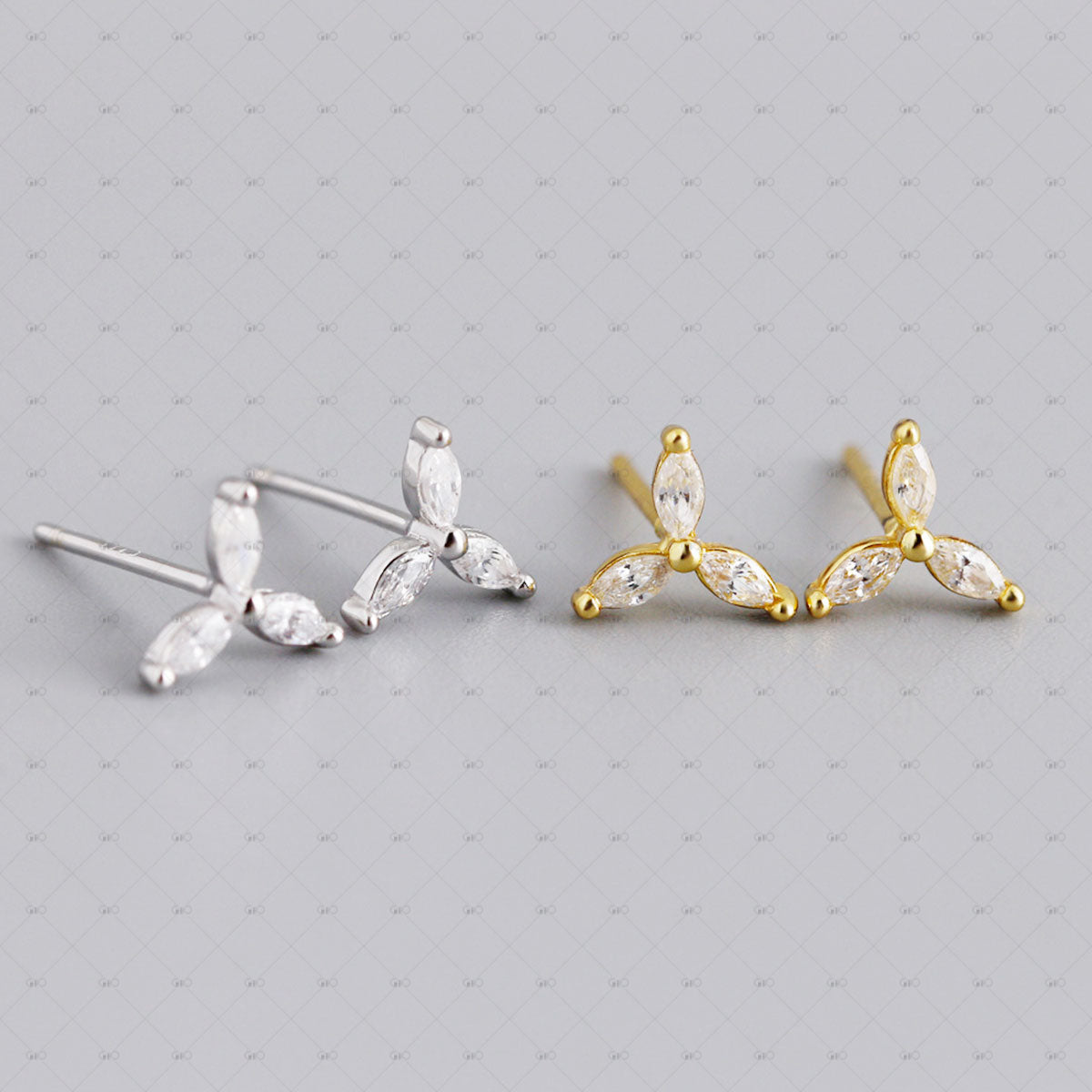 S925 Flower Zircon Stud Earrings