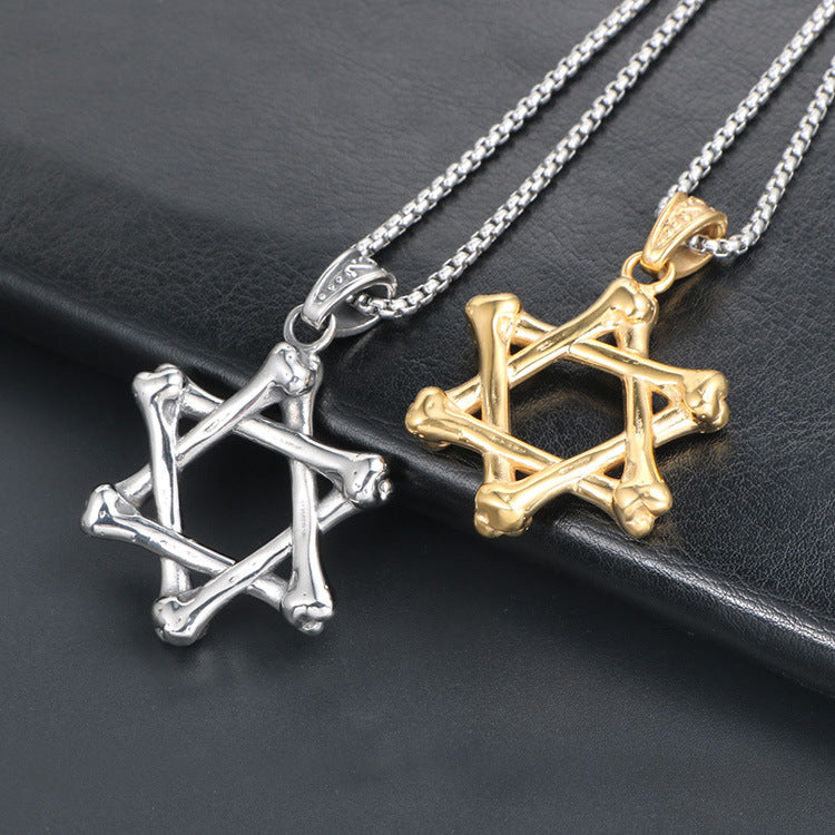 Fashion Six-pointed Star Bone Pendant for Men