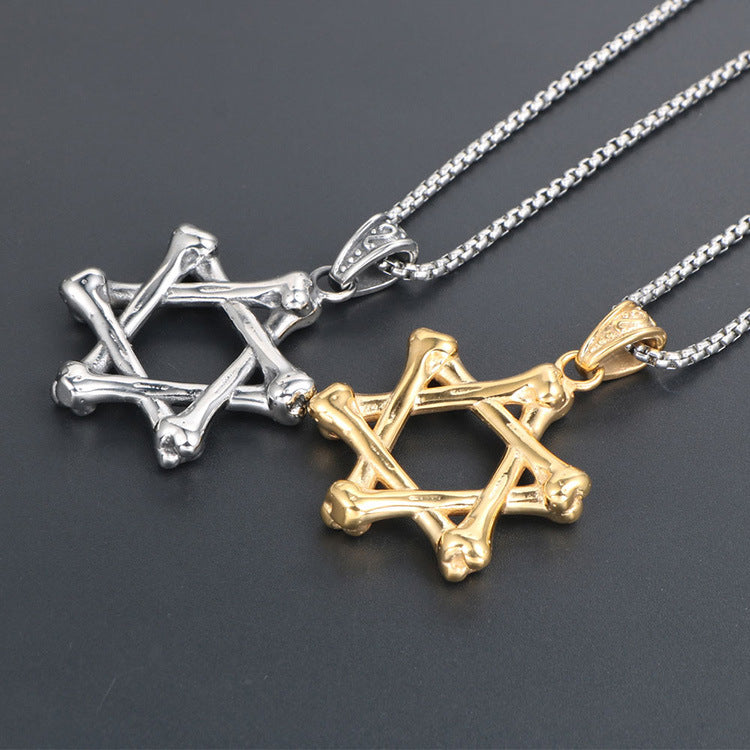 Fashion Six-pointed Star Bone Pendant for Men