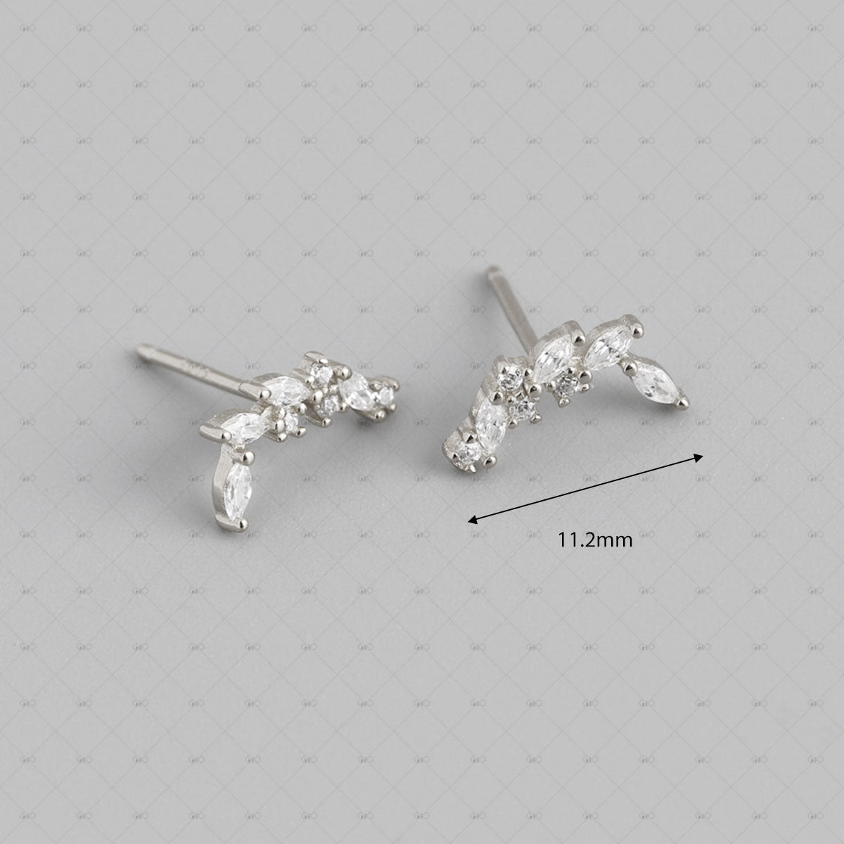 S925 Silver Moon Shaped Zircon Earrings