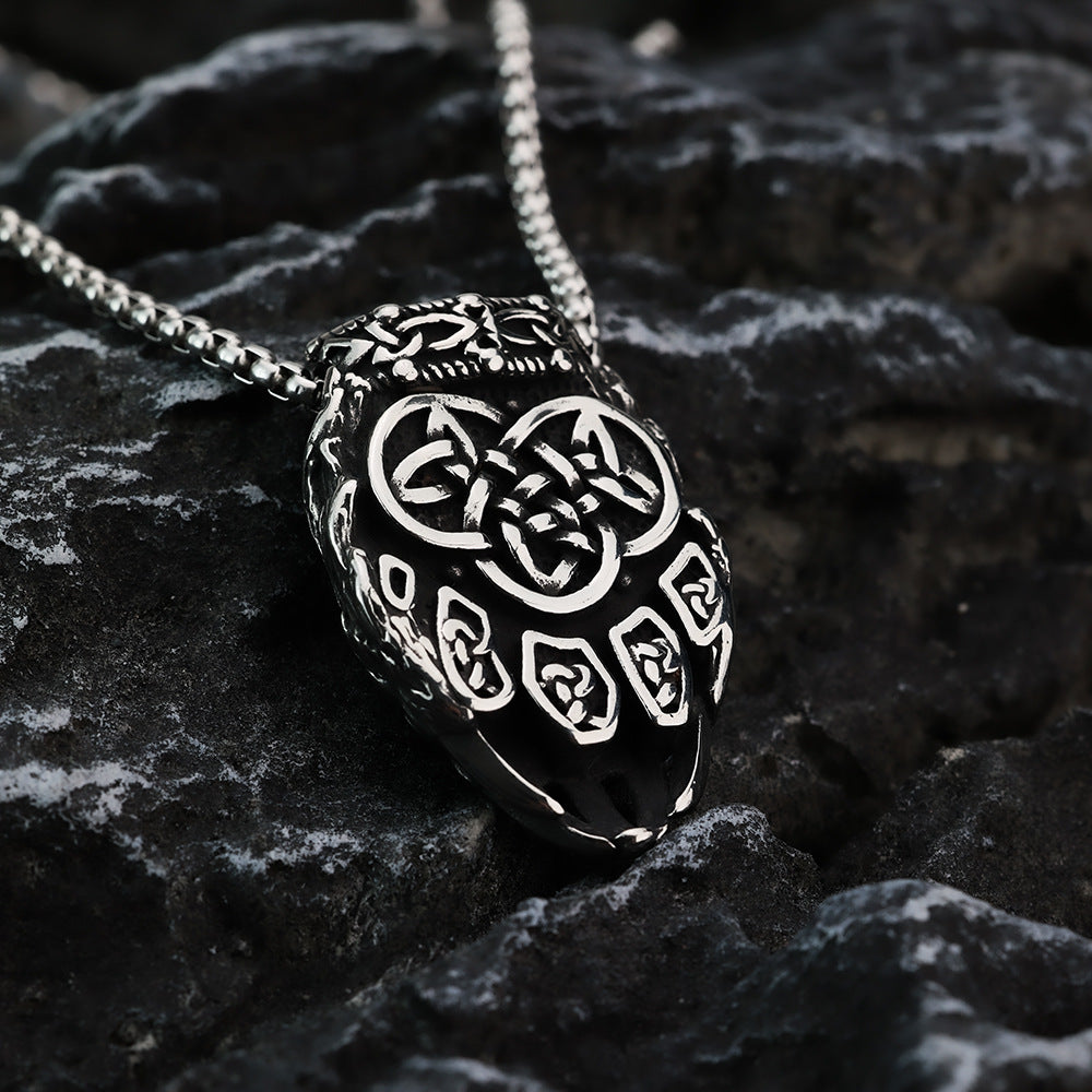 Men's Celtic Knot Bear Paw Pendant Stainless Steel Viking Mighty Bear Claw Necklace