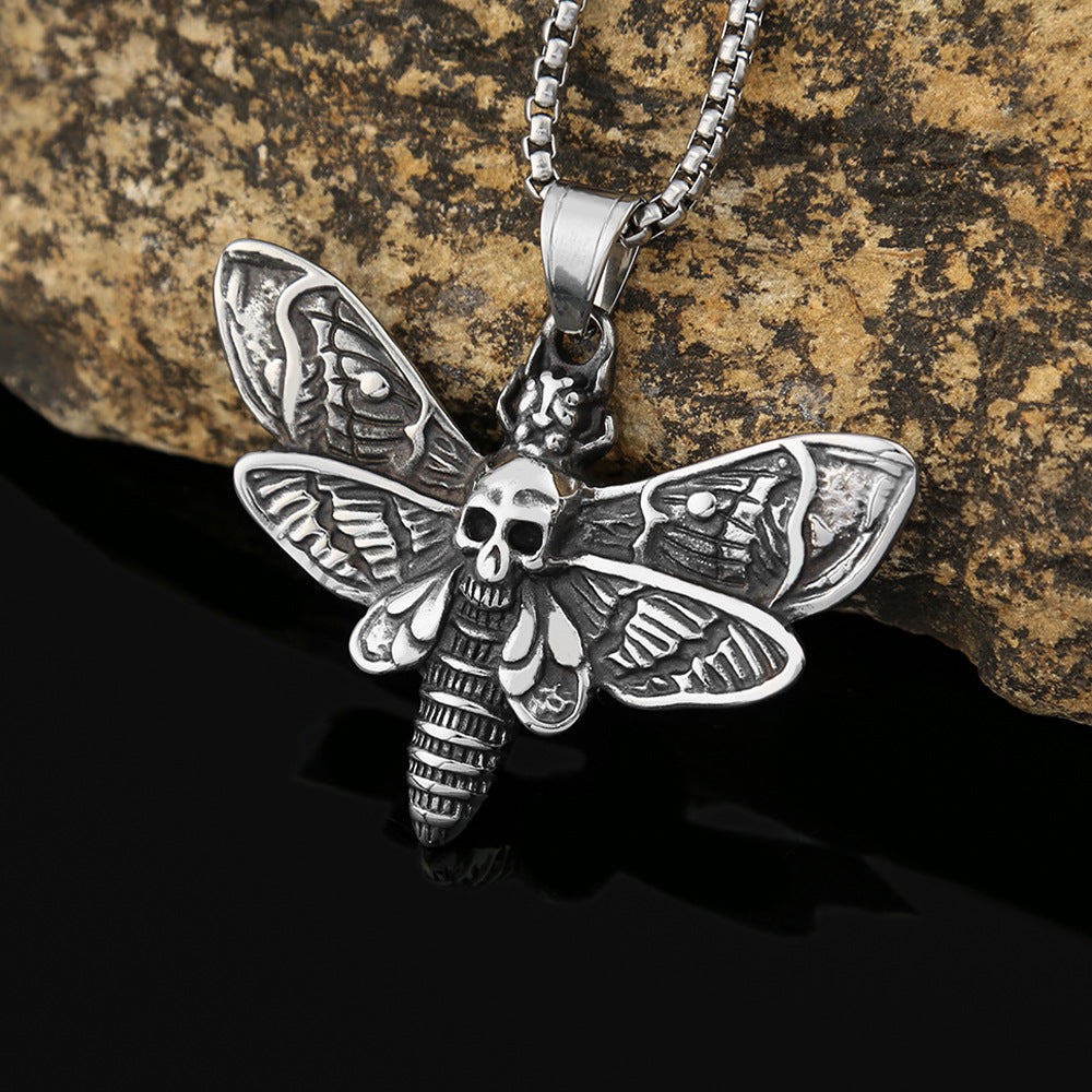 Viking Style Moth Skull Necklace