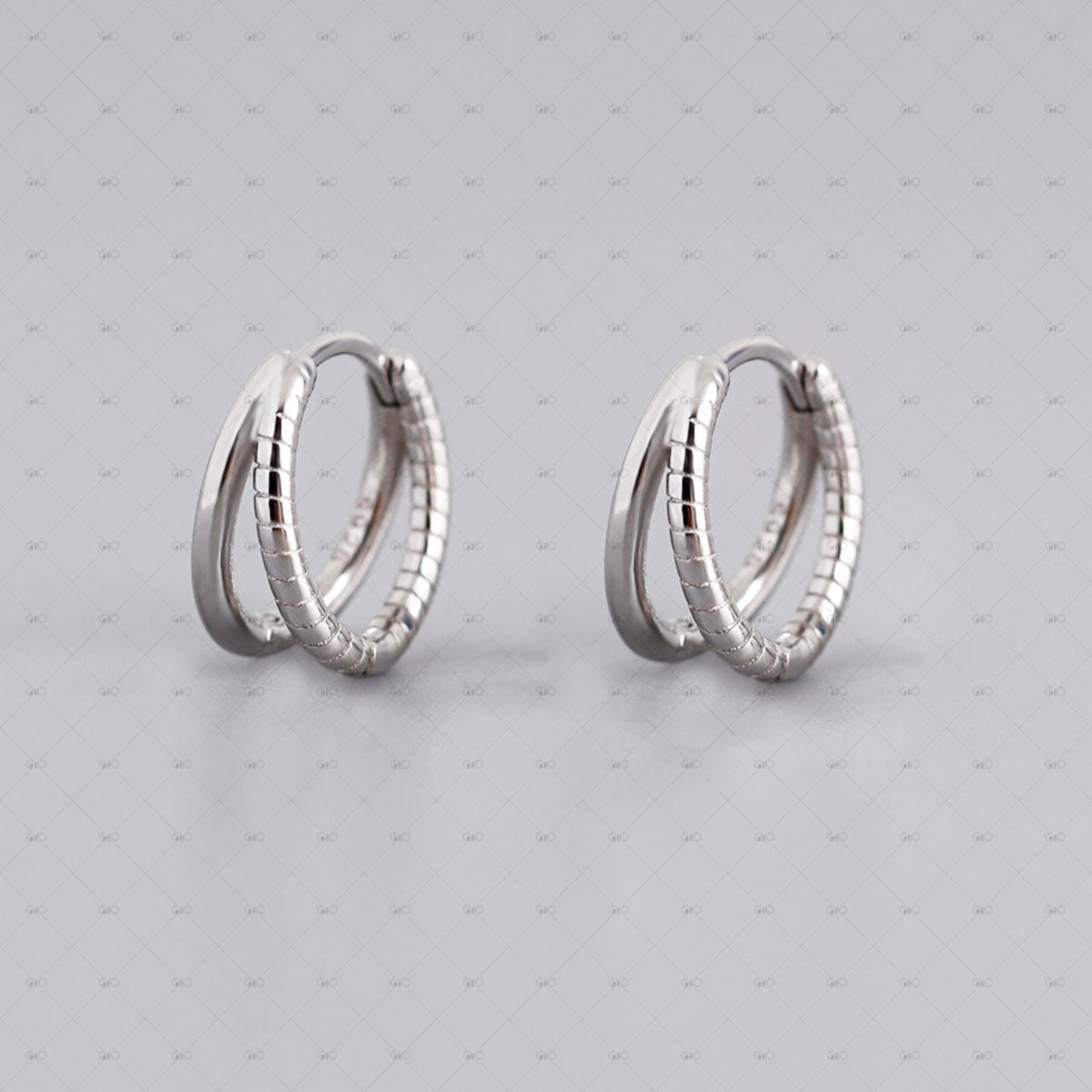 S925 Silver Double Circle Thread Design Earrings