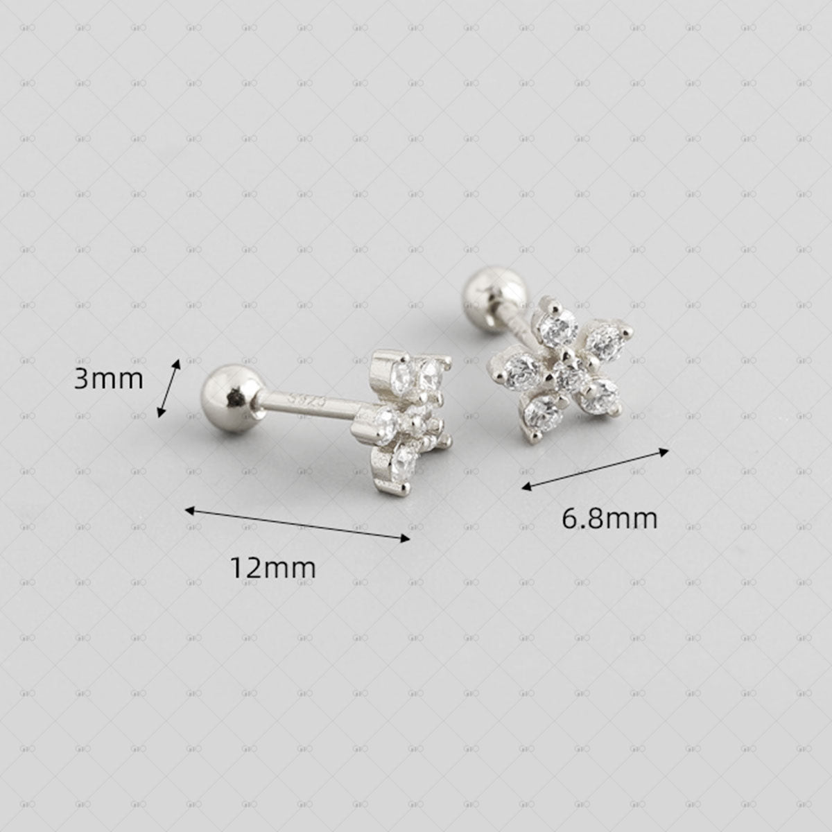 S925 Silver Flower Shaped Zircon Earrings