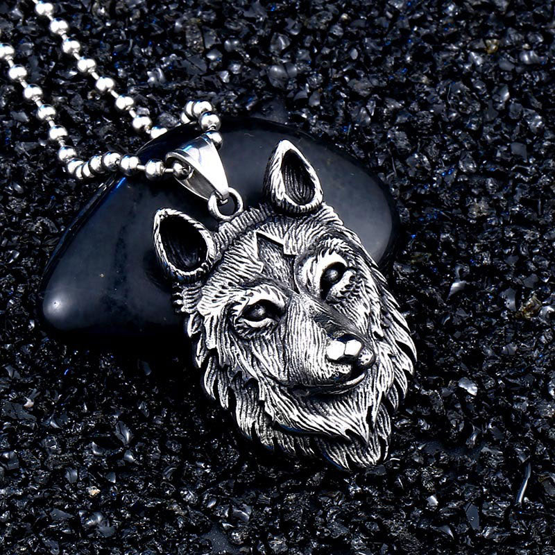 Nordic Retro Men's Punk Viking Wolf Head Pendant