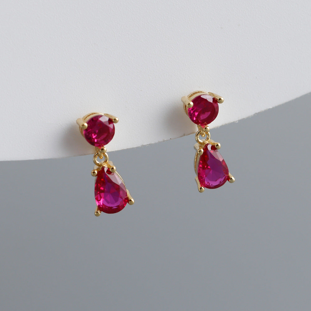 S925 Silver Multi-Color Drop Shape Zircon Earrings