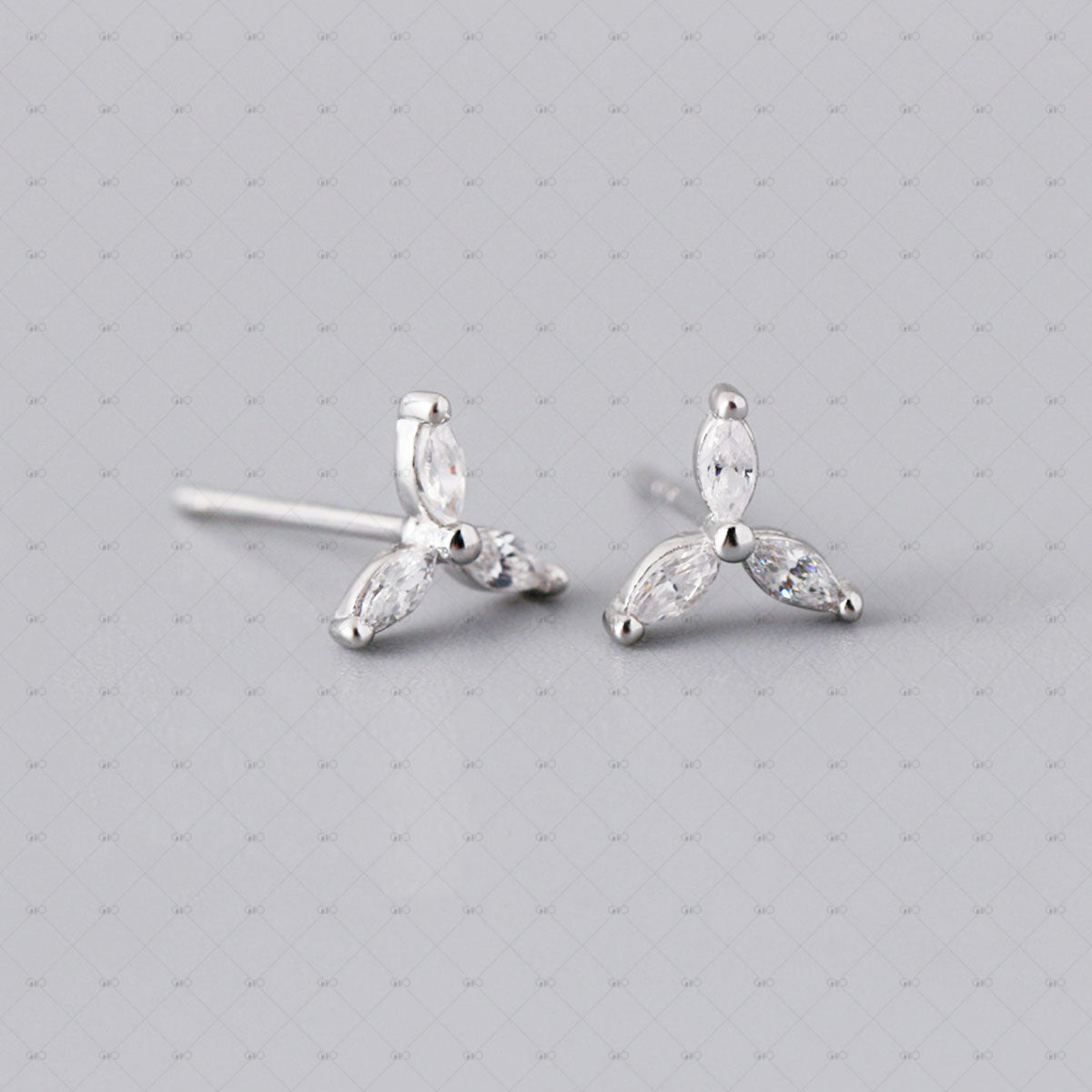 S925 Flower Zircon Stud Earrings