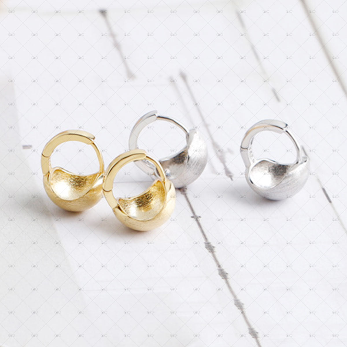 S925 Silver Simple Brushed Matte Ball Round Earrings