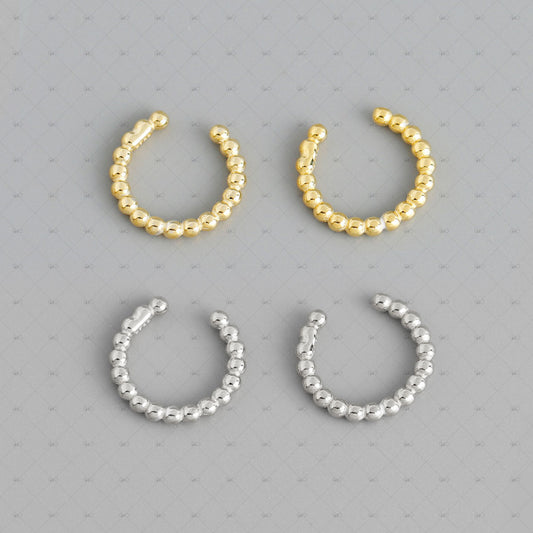 S925 Silver Bead Shape Ear Cuff Earrings