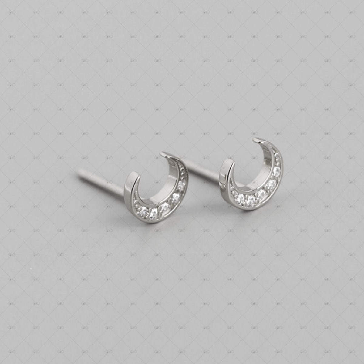 S925 Silver Moon Shape Zircon Earrings