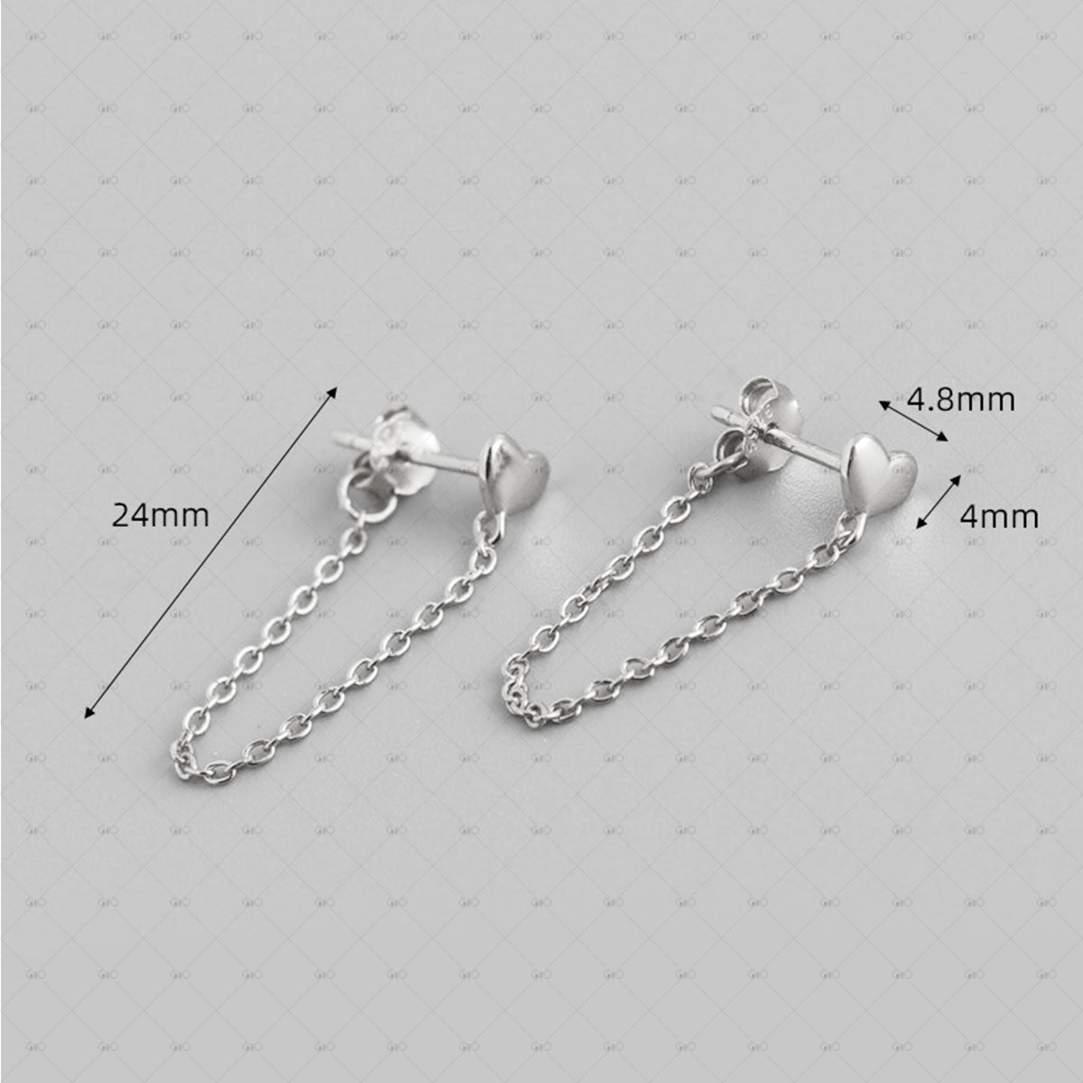 S925 Silver Heart-shaped Tassel Chain Earrings