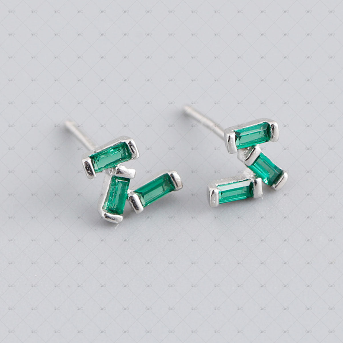 S925 Silver Small Square Colored Zirconia Earrings