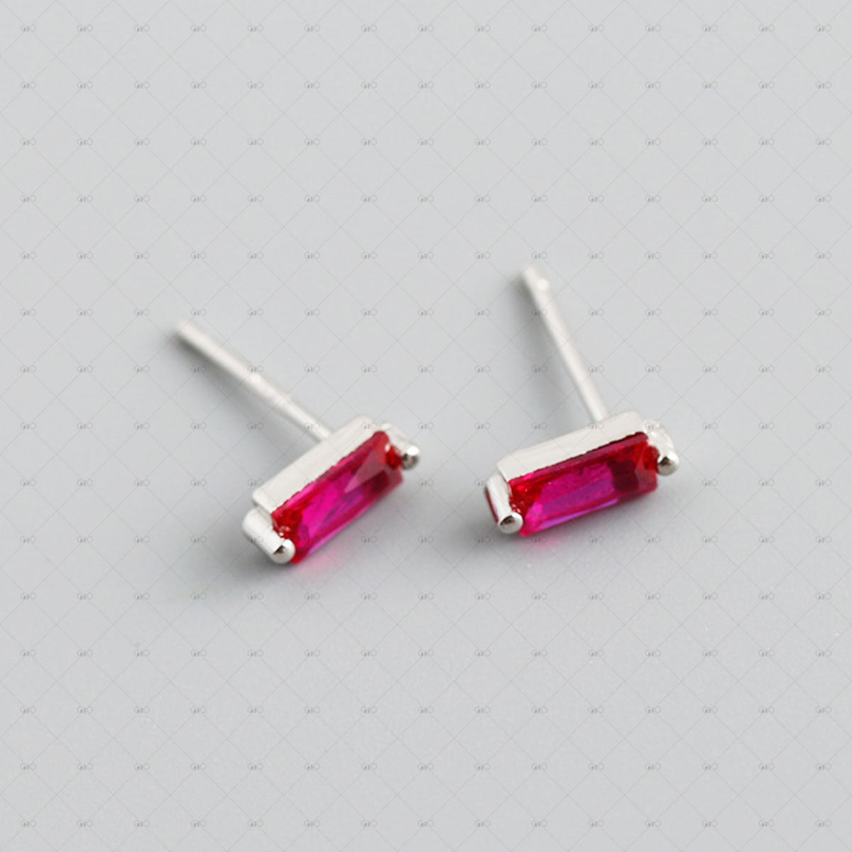 S925 Silver Petite Multicolor Square Zirconia Earrings