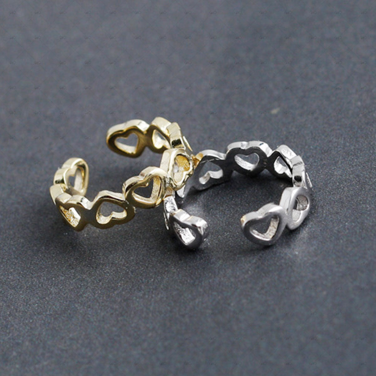 S925 Silver Hollow Heart Shape Stitching Round Ear Clip Earrings